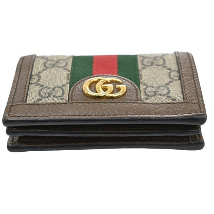 Gucci Ophidia Flap Card Case GG Coated Canvas, BROWN, CANVAS, Wallets
