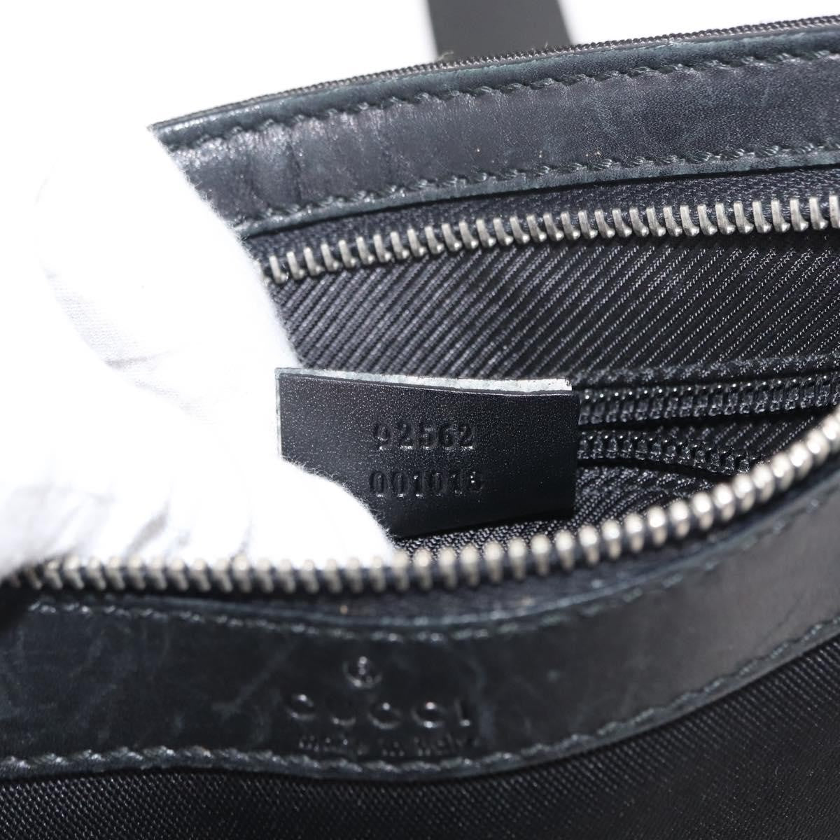 Gucci Vintage Flat Messenger Bag Nylon and Leather, BLACK, NYLON, Shoulder bag