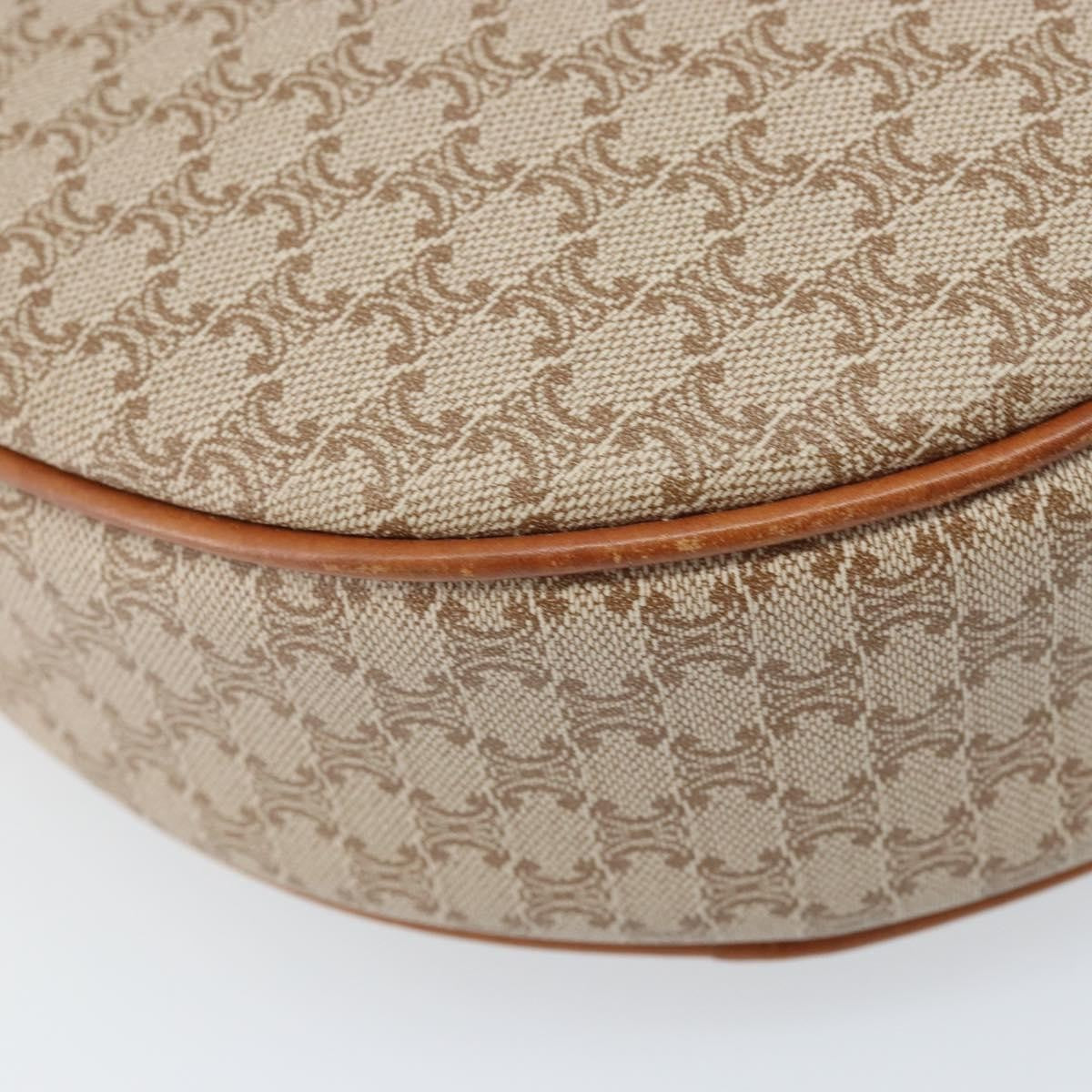 Celine Vintage Macadam Shoulder Bag Canvas and Leather, BEIGE, CANVAS, Shoulder bag
