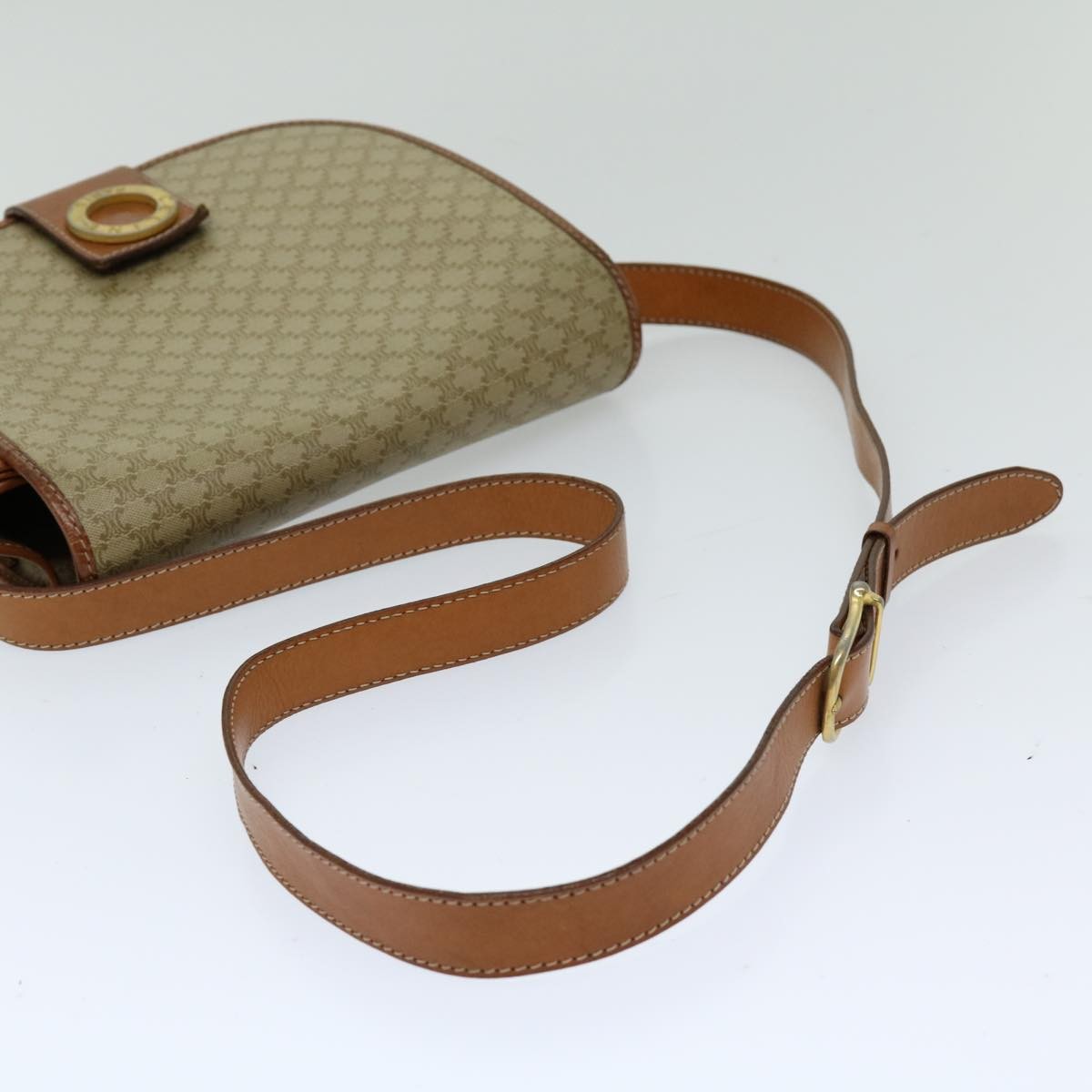 Celine Macadam Shoulder Bag Canvas, BEIGE, CANVAS, Shoulder bag