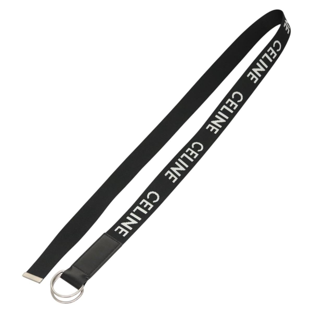 Celine Double Ring Belt Canvas, BLACK, CANVAS, Belts