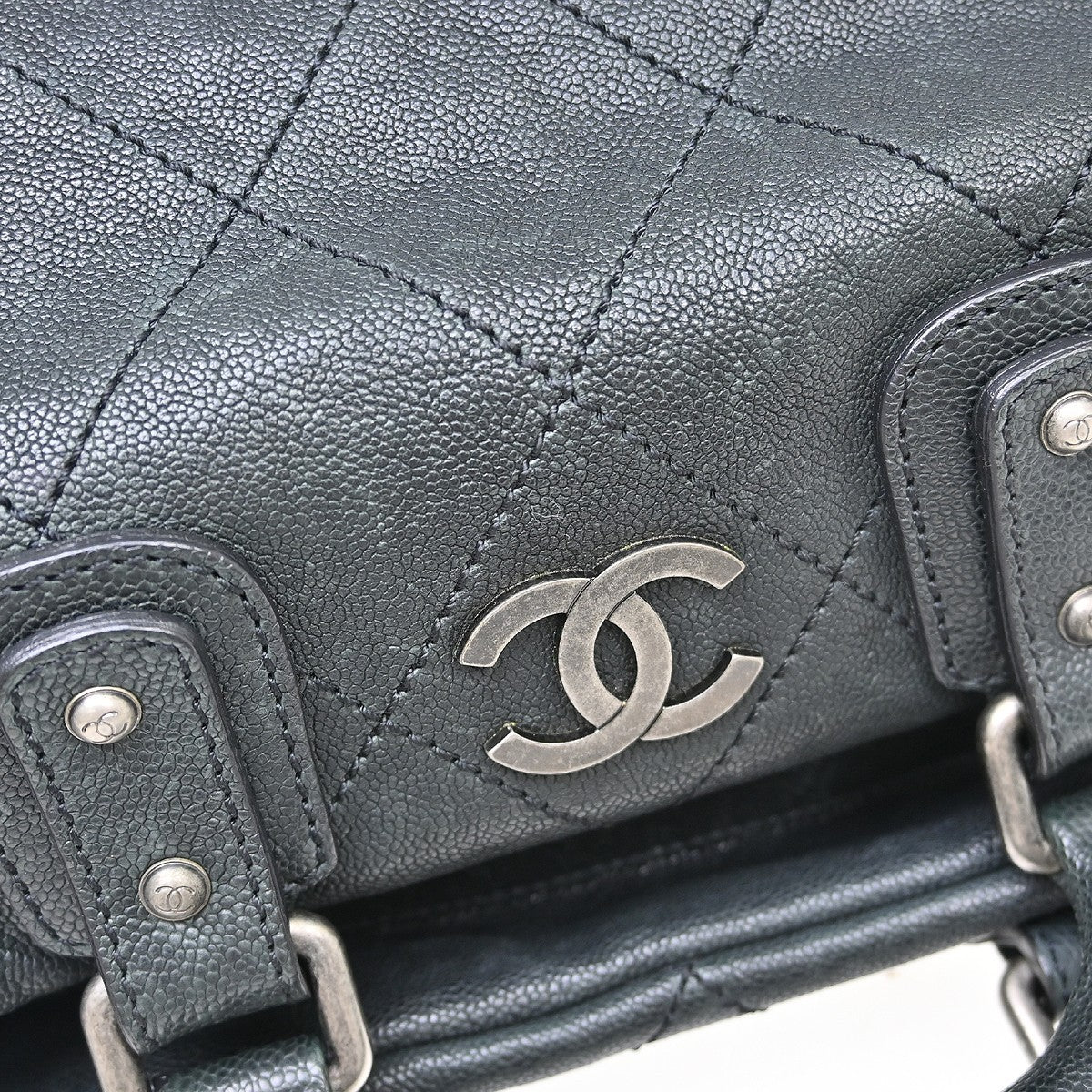 Chanel Outdoor Ligne Doctor Bag Quilted Caviar, Black, Leather, Handbag