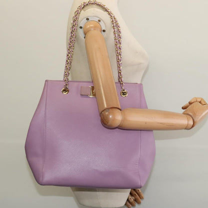 Salvatore Ferragamo Vara Bow Chain Tote Leather, PURPLE, LEATHER, Tote bag