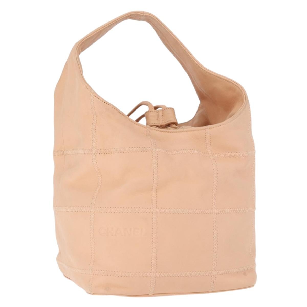 Chanel Square Stitch Tassel Hobo Quilted Leather, Pink, Leather, Handbag