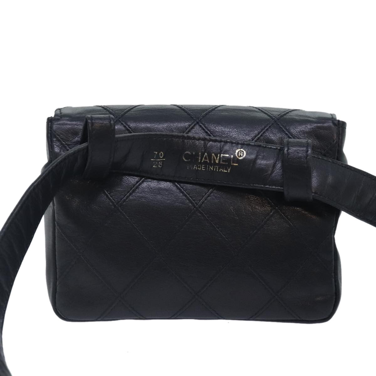 Chanel Vintage Flap Waist Bag Leather, BLACK, LEATHER, Clutche & pouche