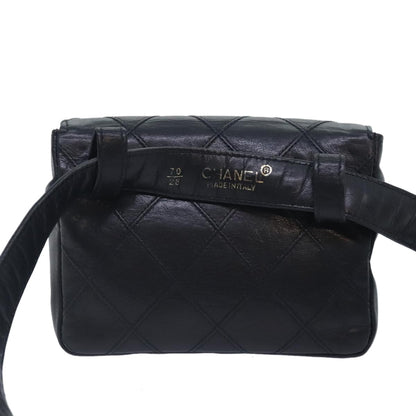 Chanel Vintage Flap Waist Bag Leather, BLACK, LEATHER, Clutche & pouche