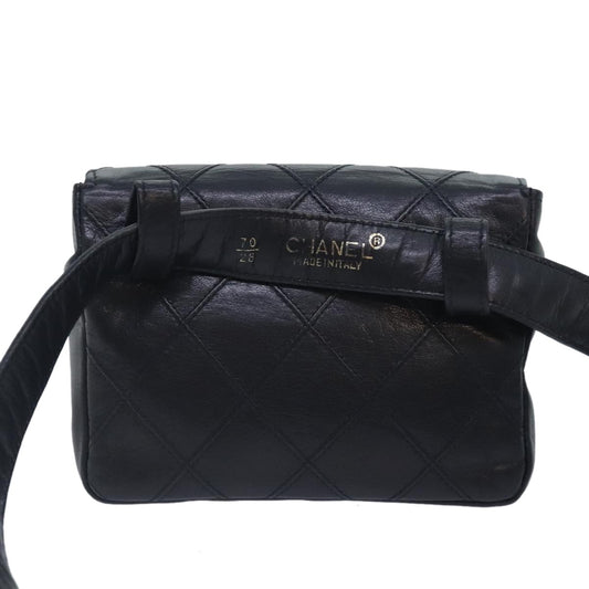 Chanel Vintage Flap Waist Bag Leather, BLACK, LEATHER, Clutche & pouche