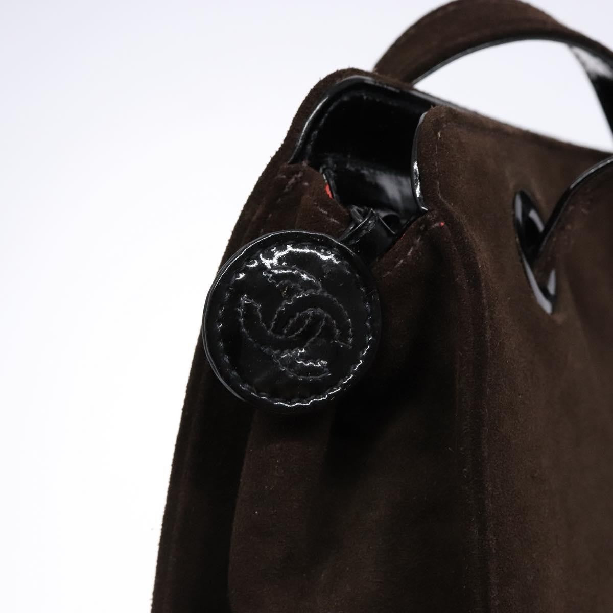 Chanel Vintage Logo Tote Suede, BROWN, SUEDE, Tote bag