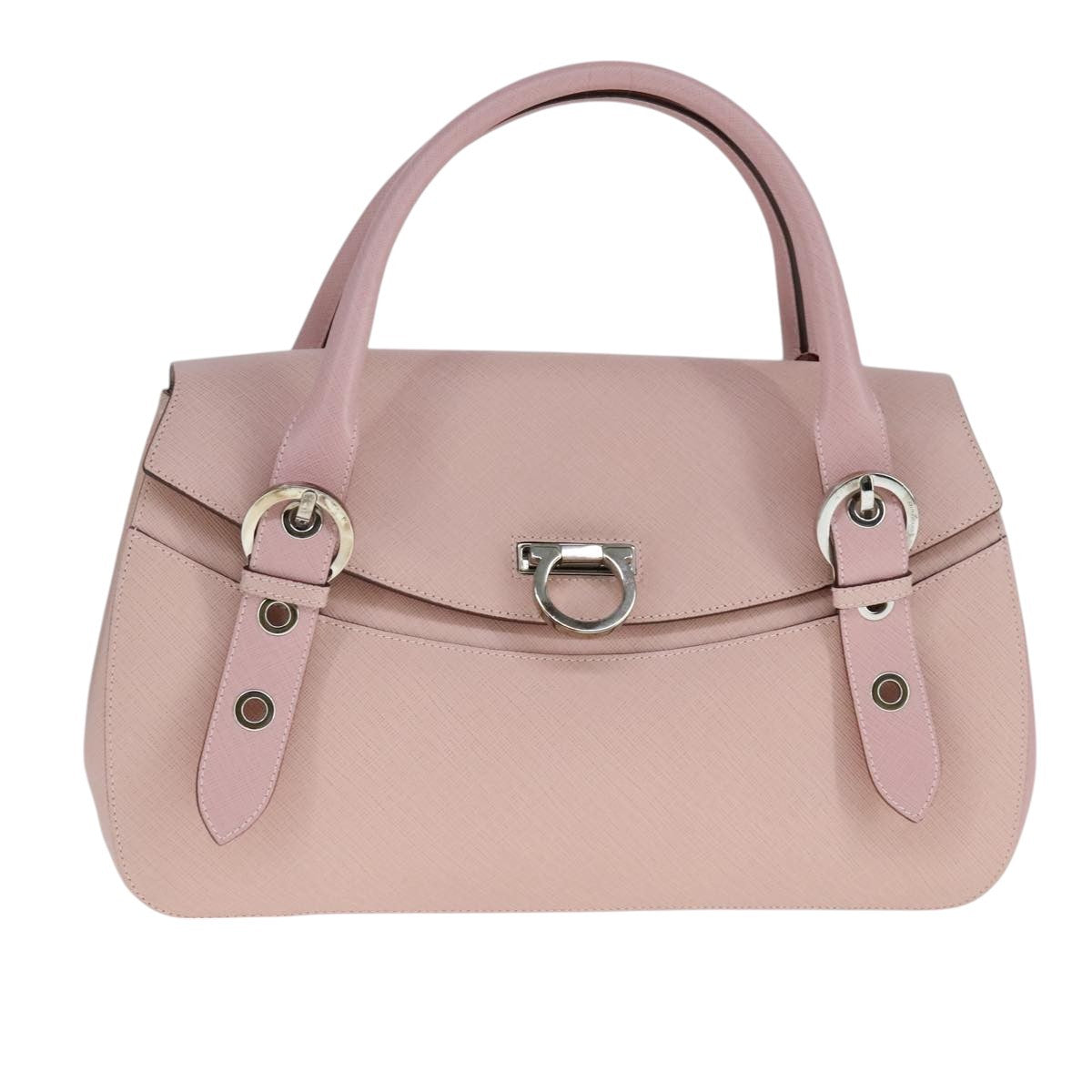 Salvatore Ferragamo Gancini handbag Leather, PINK, LEATHER, Handbag