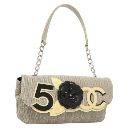 Chanel Camellia No.5 Flap Bag Canvas, GRAY, CANVAS, Handbag