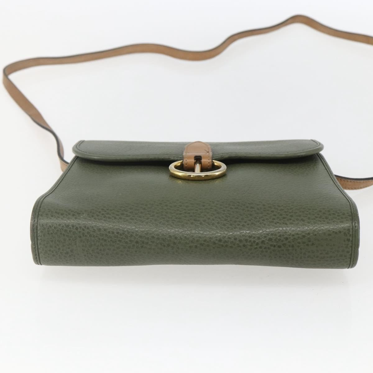 Christian Dior Vintage CD Flap Shoulder Bag Leather, KHAKI, LEATHER, Shoulder bag