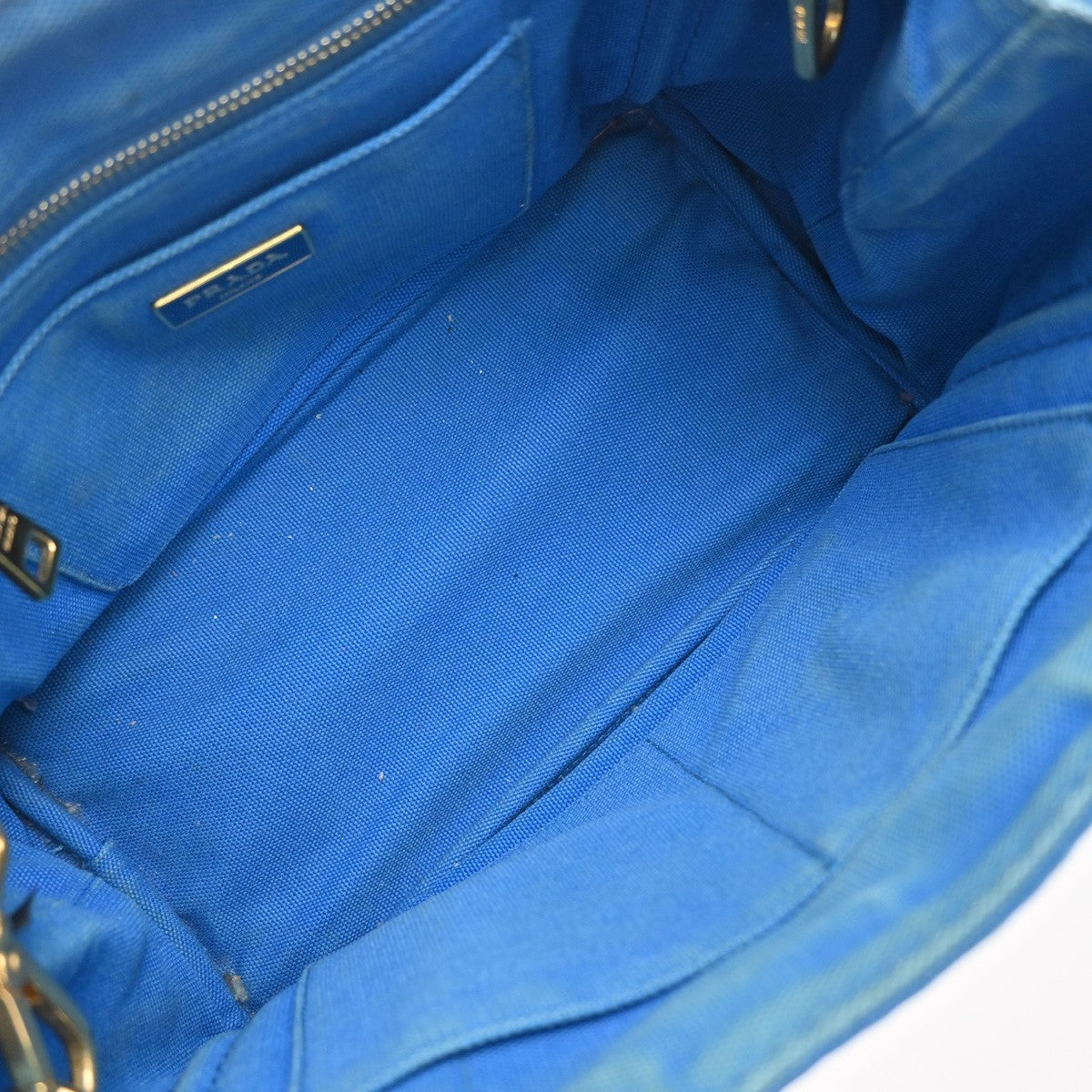 Prada Canapa Convertible Tote Canvas, BLUE, CANVAS, Tote bag