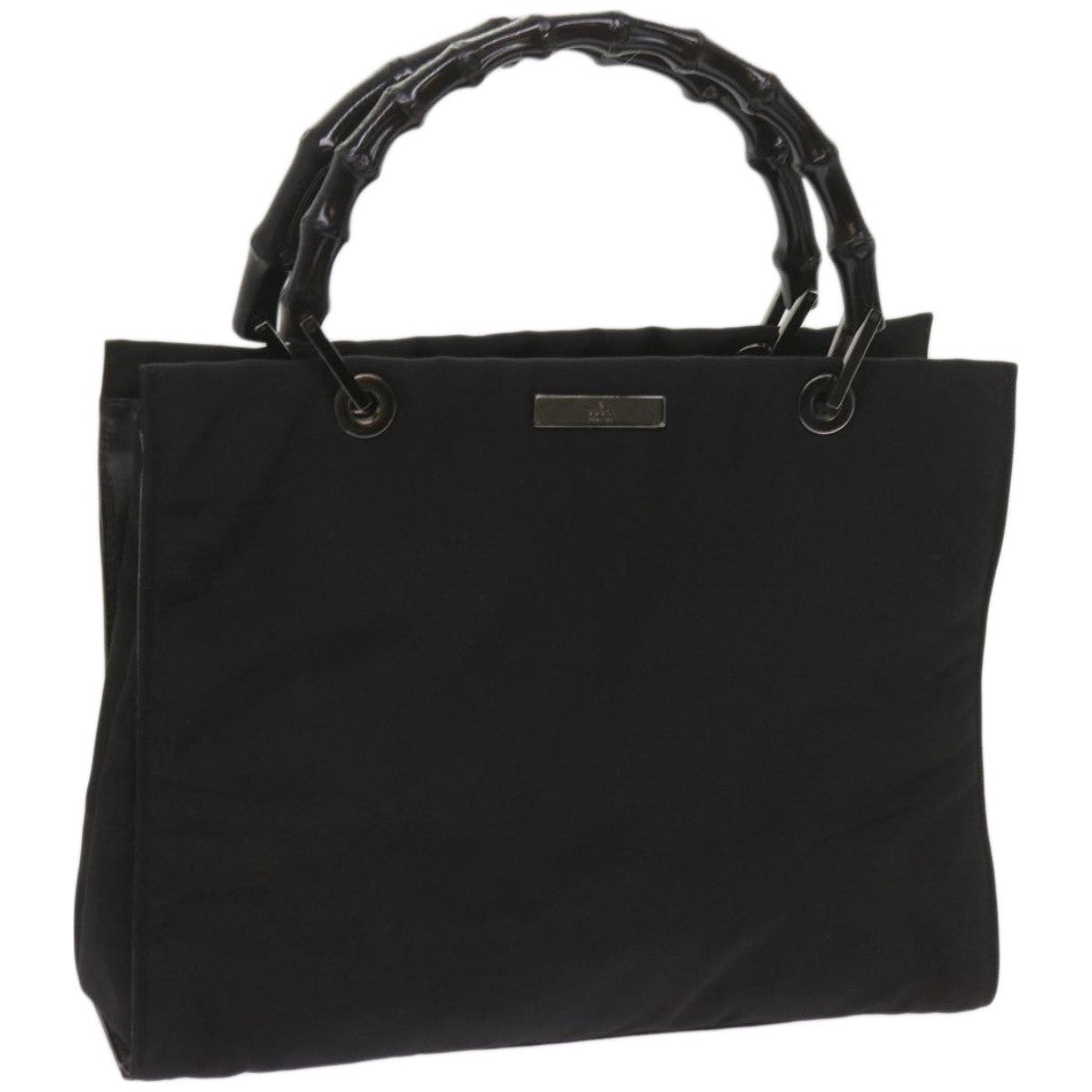 Gucci Bamboo Shopper Tote Canvas, BLACK, CANVAS, Tote bag