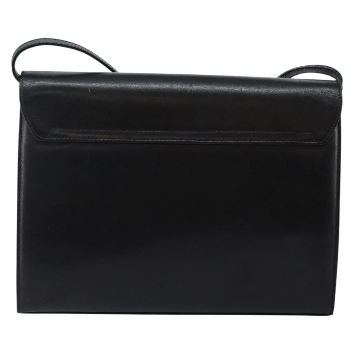 Salvatore Ferragamo Gancini Shoulder Bag Leather, BLACK, LEATHER, Shoulder bag