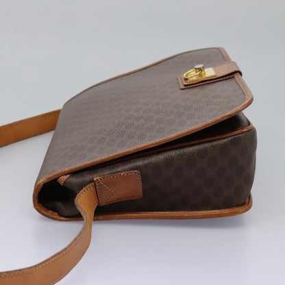 Celine Macadam Shoulder Bag PVC Leather, BROWN, CANVAS, Shoulder bag