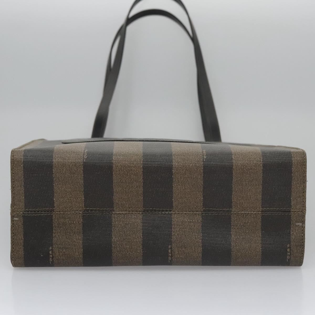 Fendi Vintage Logo Stamp Tote Pequin Coated Canvas, BROWN, CANVAS, Tote bag