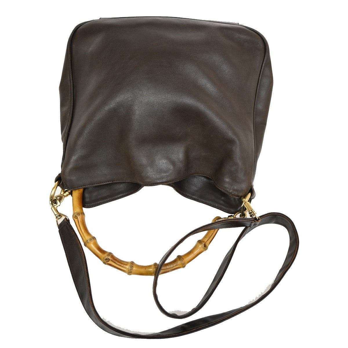 Gucci Vintage Bamboo Shoulder Bag Leather, BROWN, LEATHER, Shoulder bag