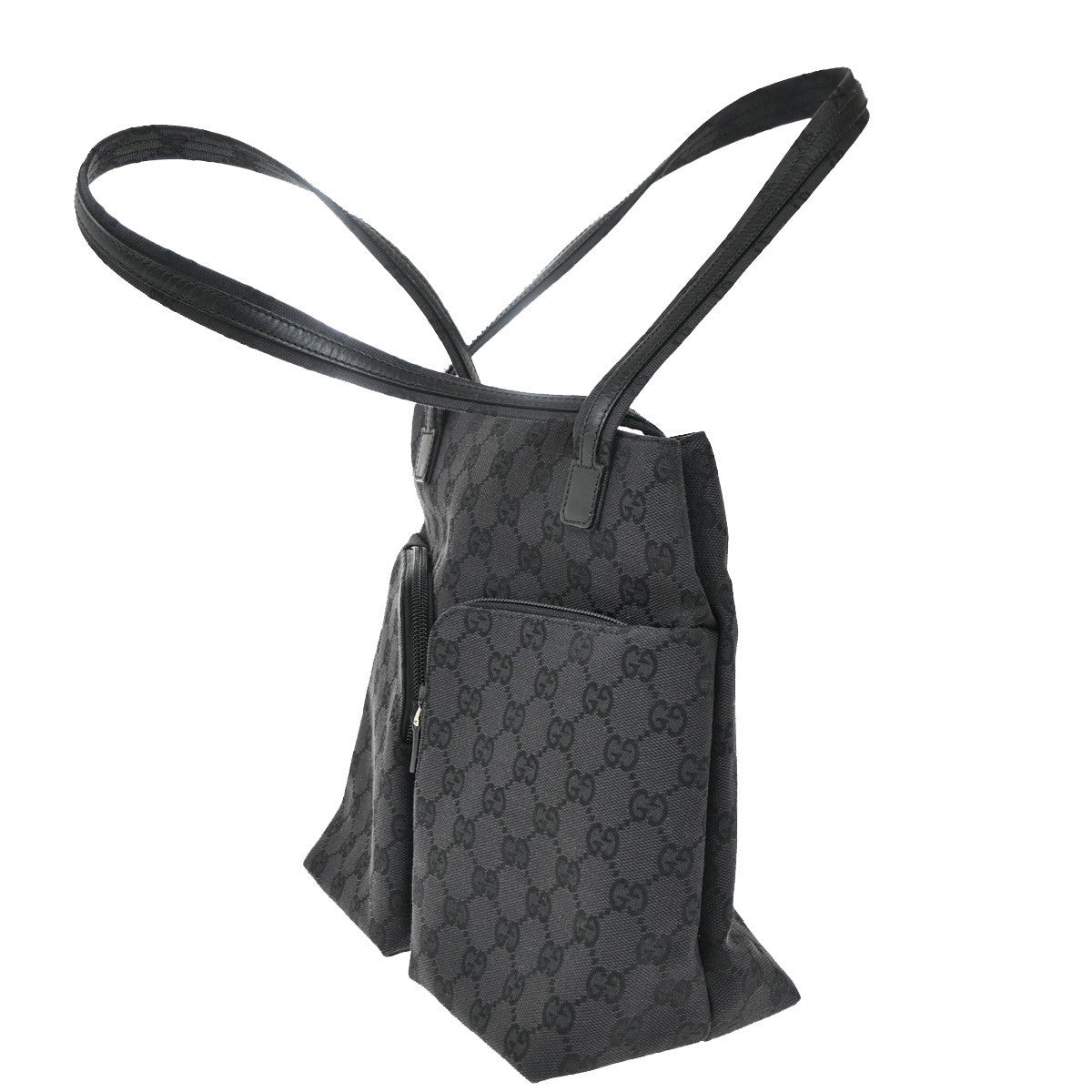 Gucci Double Pocket Tote GG Canvas, BLACK, CANVAS, Tote bag