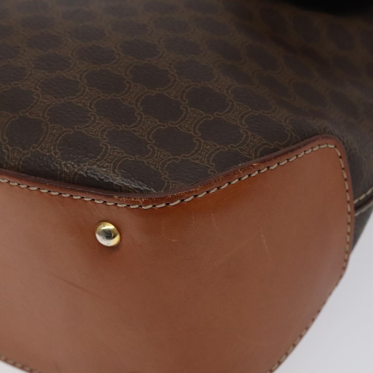 Celine Macadam Handbag Macadam with leather, BROWN, CANVAS, Handbag