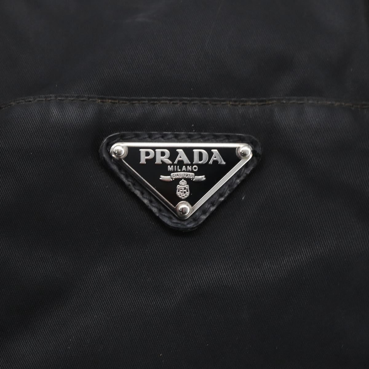 Prada Vintage Tote Tessuto with Leather, BLACK, NYLON, Tote bag
