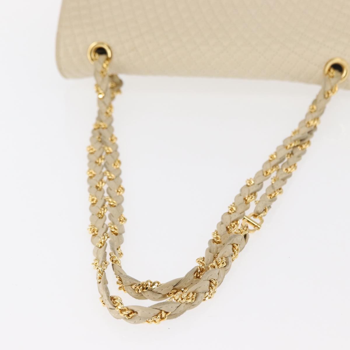 Bally Vintage Chain Shoulder Bag Quilted Leather, ECRU, LEATHER, Shoulder bag