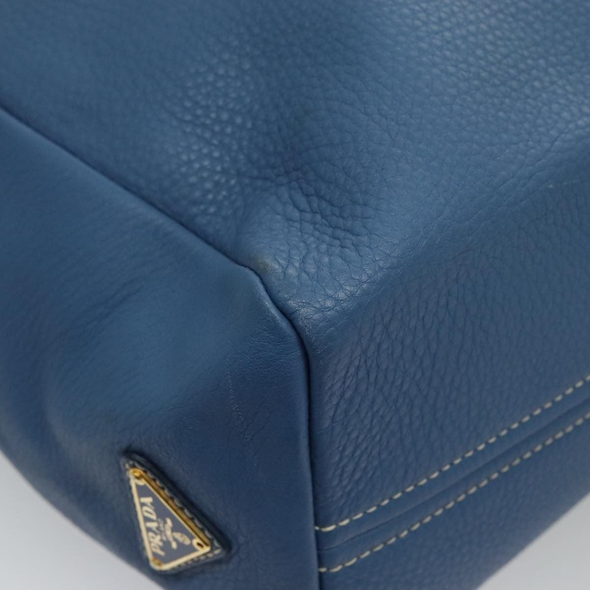 Prada Front Pocket Tote Vitello Daino, BLUE, LEATHER, Tote bag