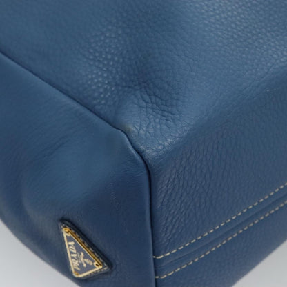 Prada Front Pocket Tote Vitello Daino, BLUE, LEATHER, Tote bag