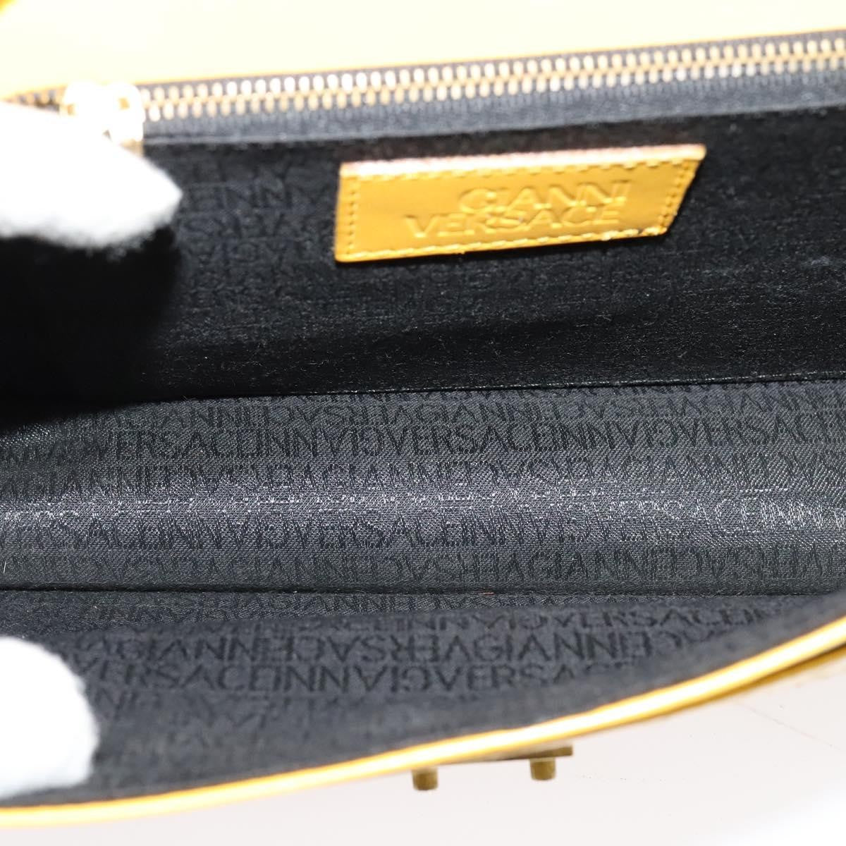 Versace Wristlet Pouch Leather, YELLOW, LEATHER, Clutche & pouche