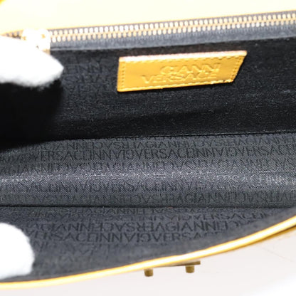 Versace Wristlet Pouch Leather, YELLOW, LEATHER, Clutche & pouche