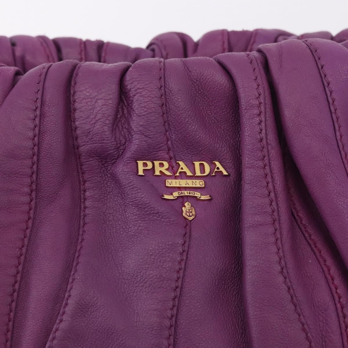 Prada Pleats Shoulder Bag Cervo Leather, Purple, Leather, Handbag