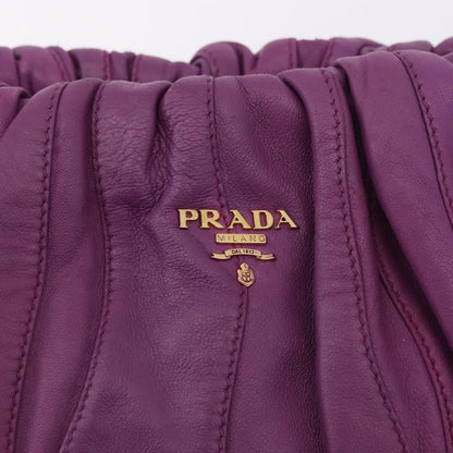 Prada Pleats Shoulder Bag Cervo Leather, Purple, Leather, Handbag