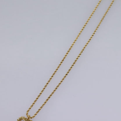 Christian Dior Logo Heart Pendant Necklace Metal with Crystal, GOLD, METAL, Necklace