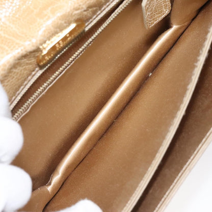 Fendi Square Flap Leather, BEIGE, SATIN, Shoulder bag