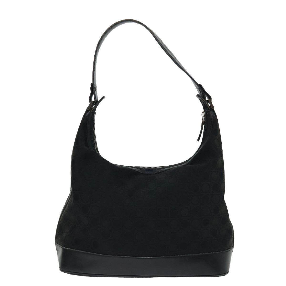 Salvatore Ferragamo Vintage Shoulder Bag Canvas, BLACK, CANVAS, Shoulder bag