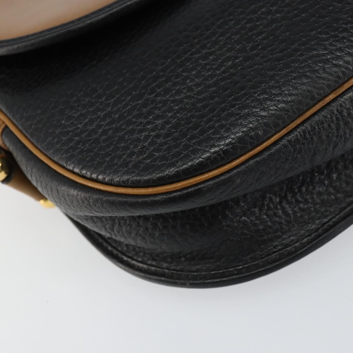 Christian Dior Flap Shoulder Bag Leather, BLACK, LEATHER, Shoulder bag