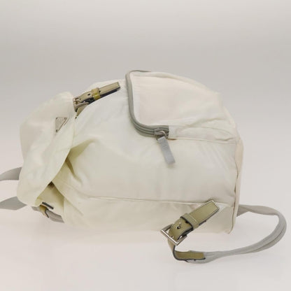 Prada Front Pocket Buckle Backpack Nylon, WHITE, NYLON, Backpack