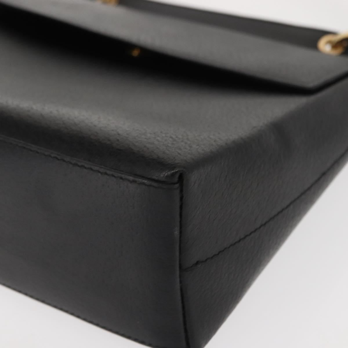 Gucci Vintage Bamboo Handle Bag Leather, BLACK, LEATHER, Handbag