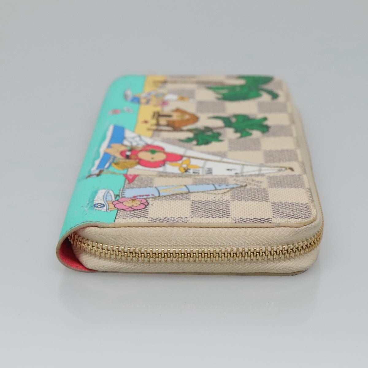 Louis Vuitton Porte-Monnaie Zippy Wallet Damier Azur Vivienne, White, Canvas, Wallet