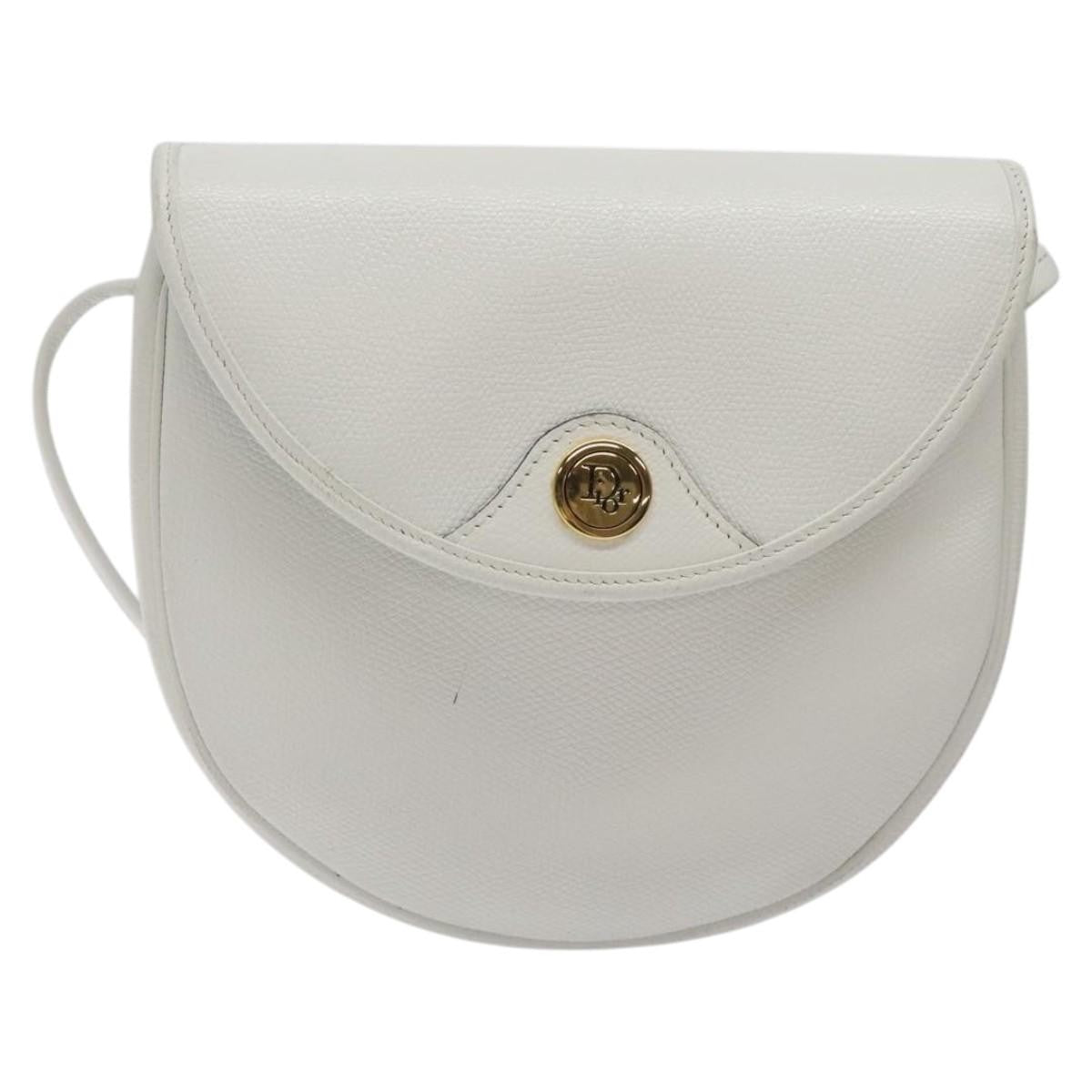 Christian Dior Flap Shoulder Bag Leather, WHITE, LEATHER, Shoulder bag