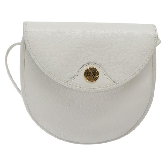 Christian Dior Flap Shoulder Bag Leather, WHITE, LEATHER, Shoulder bag