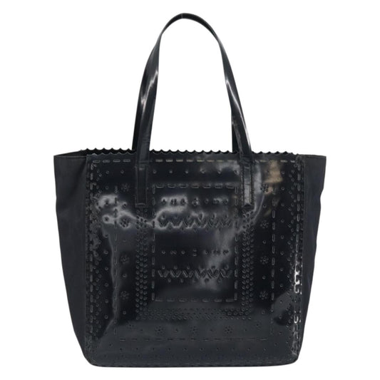 Prada Vintage Tote Tessuto with Leather, BLACK, PATENT_LEATHER, Tote bag