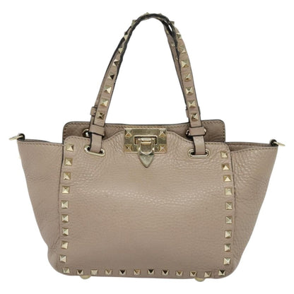 Valentino Garavani Rockstud Tote Pebbled Leather, BEIGE, LEATHER, Tote bag