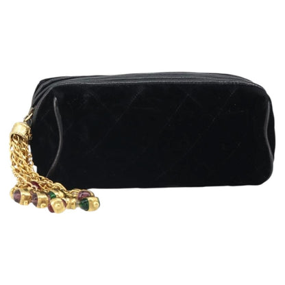 Chanel Vintage gripoix Clutch Velvet, Black, Velvet, Clutch
