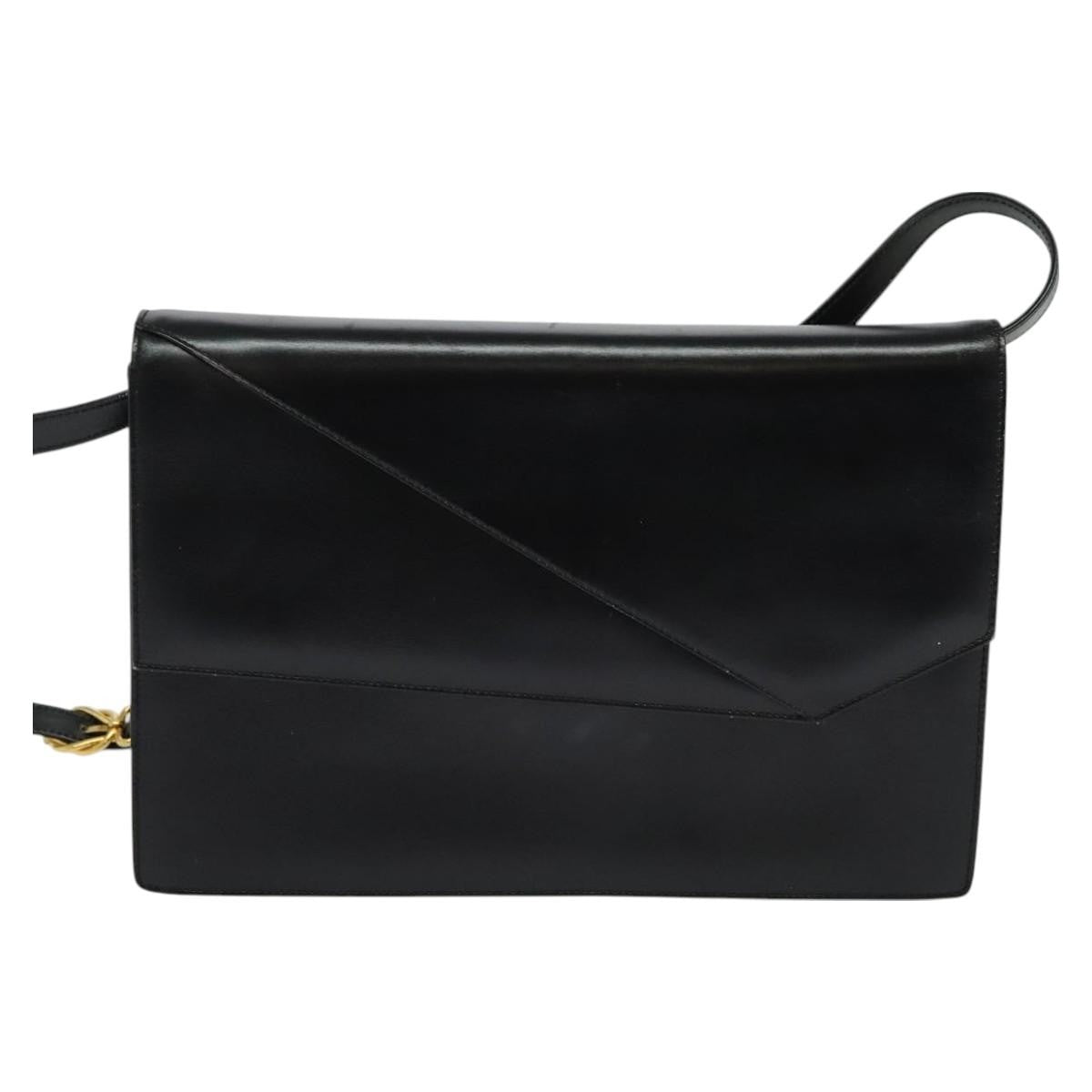 Gucci Vintage Flap Shoulder Bag Leather, BLACK, LEATHER, Shoulder bag