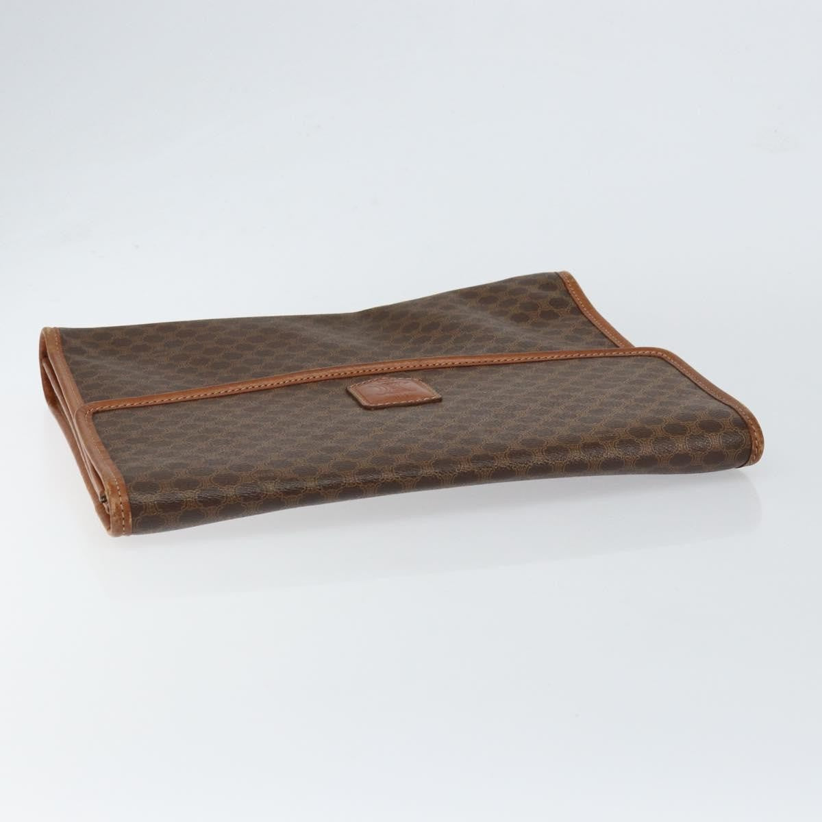 Celine Macadam Pochette Canvas and Leather, BROWN, CANVAS, Clutche & pouche