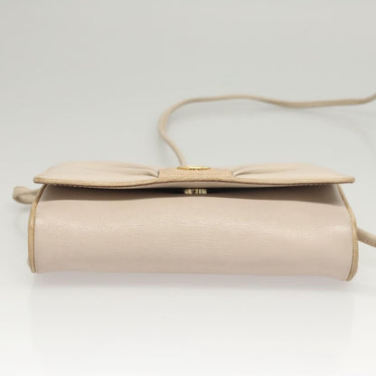 Celine Flap Shoulder Bag Leather, BEIGE, LEATHER, Shoulder bag