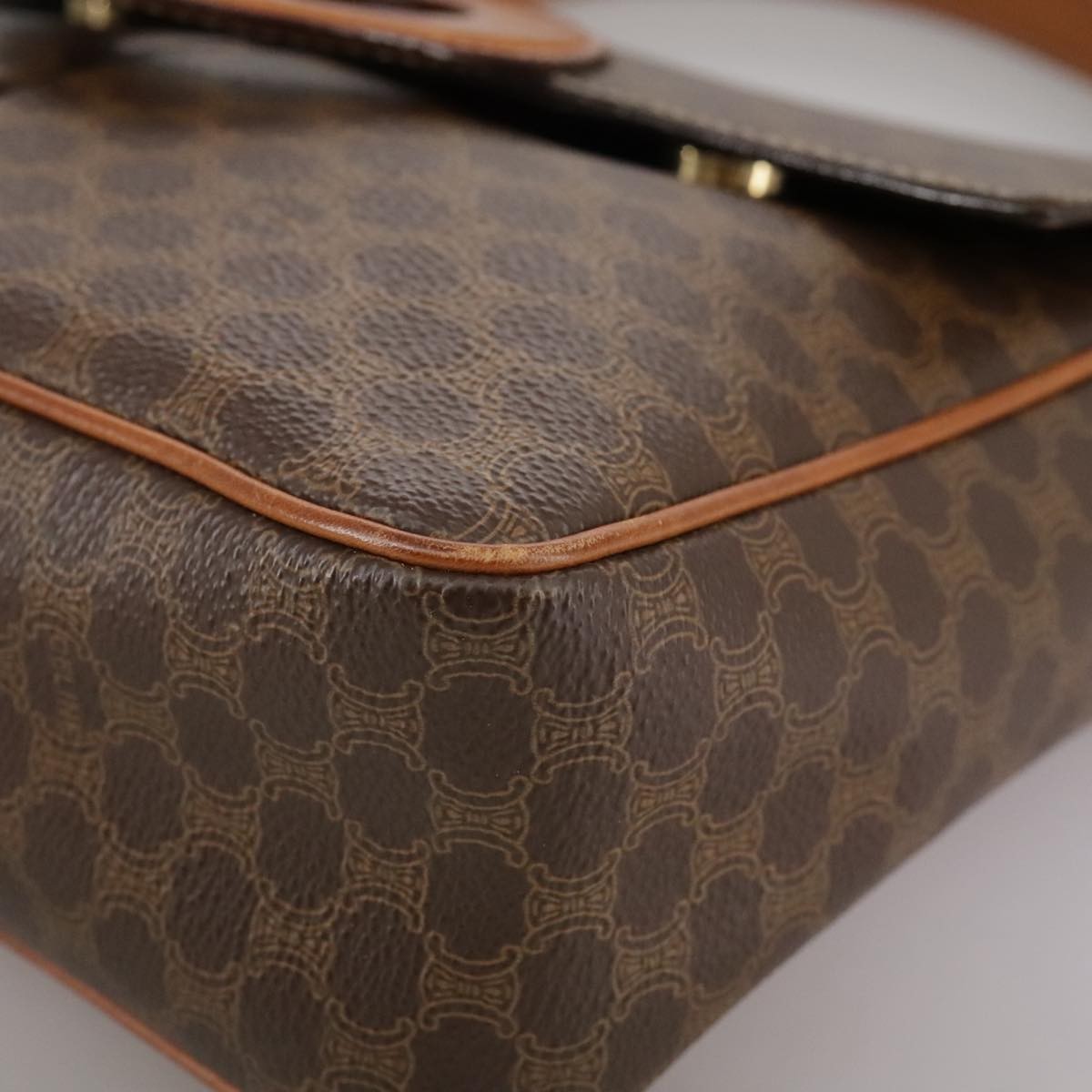 Celine Macadam Shoulder Bag PVC Leather, BROWN, CANVAS, Shoulder bag