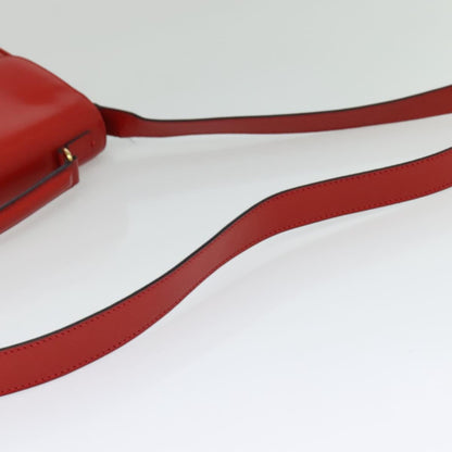 Celine Circle logo Leather, RED, LEATHER, Shoulder bag