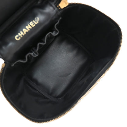 Chanel Vanity pouch Leather, BLACK, LEATHER, Toiletry Case