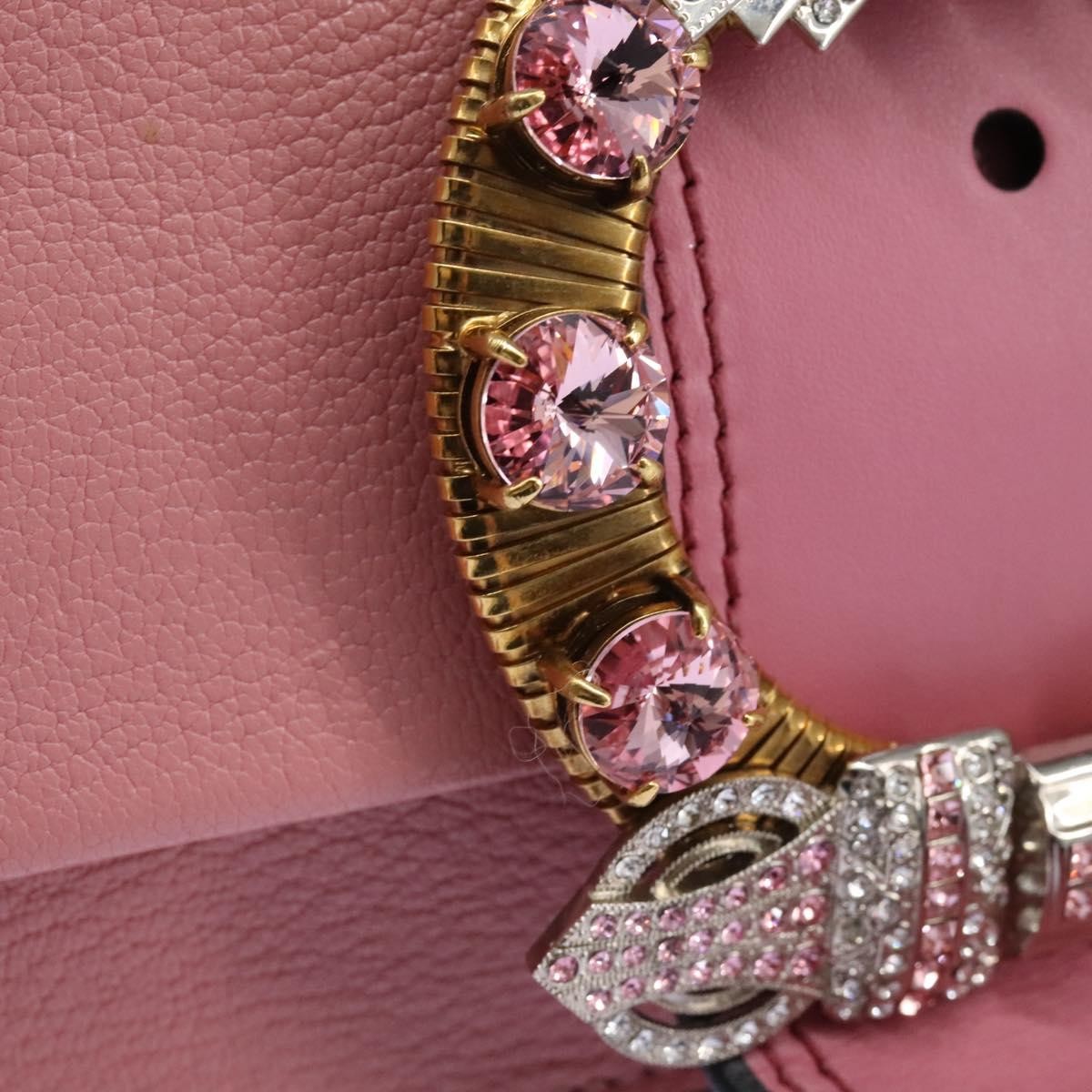 Miu Miu Madras Crystal Buckle Shoulder Bag Leather, PINK, LEATHER, Shoulder bag